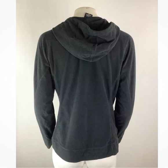 REI Womens Sz L 100% Recycled Polyester Fleece Full Zip Hoodie Black Outdoor - Picture 5 of 6
